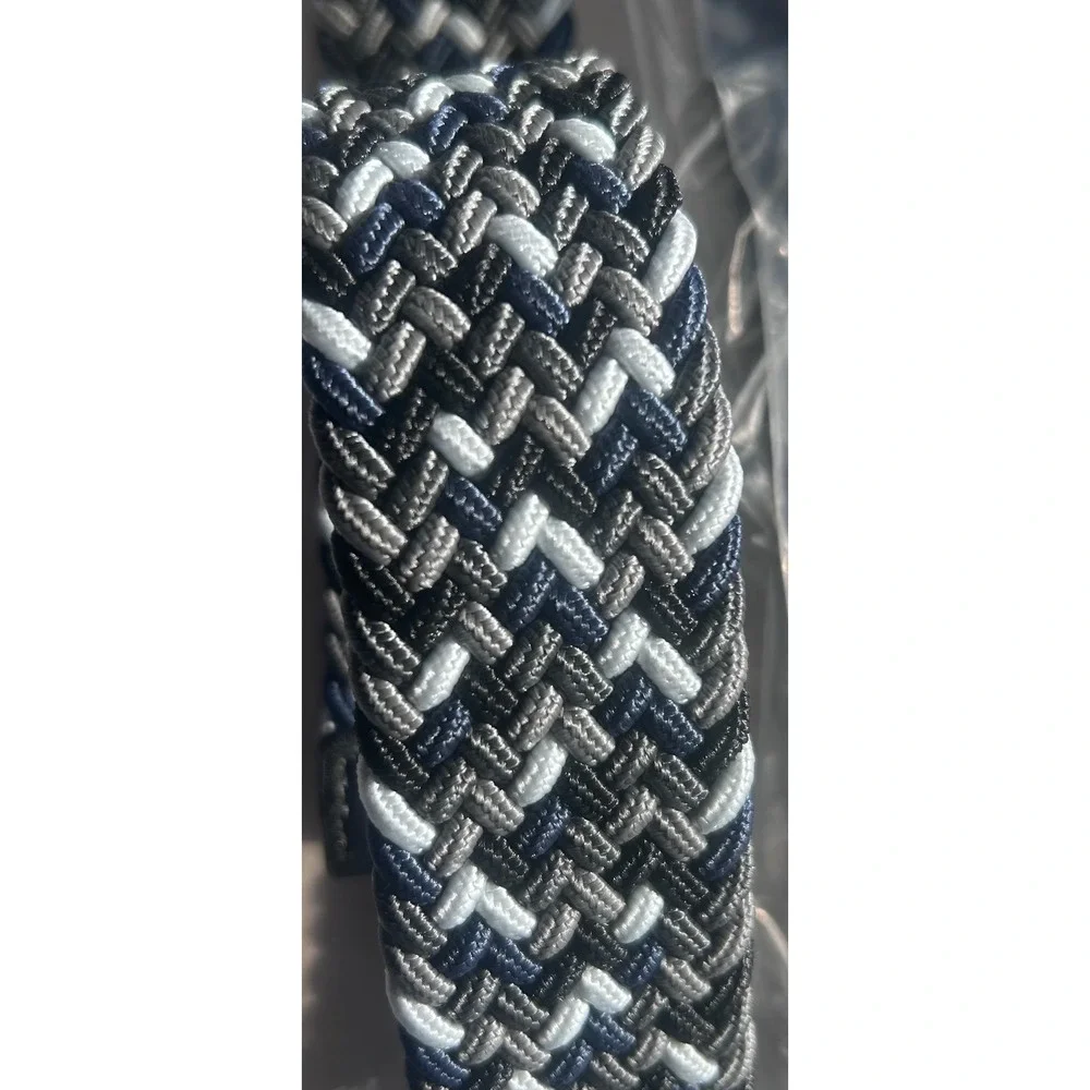 Nike Braided Stretch Belt Men XL 42-44 Grey Navy White‎ Woven Golf Performance